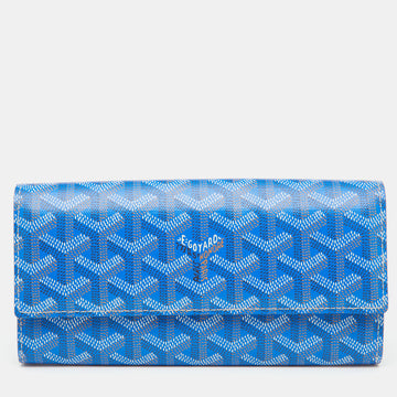 Goyard Blue Ine Coated Canvas Striped and Leather Bourget PM Trolley
