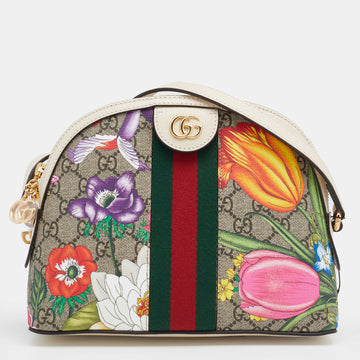 Gucci Multicolor GG Supreme Canvas And Leather Small Ophidia Flora Dome Bag