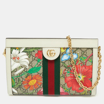 Gucci Multicolor GG Supreme Canvas and Leather Small Floral Ophidia Floral Shoulder Bag