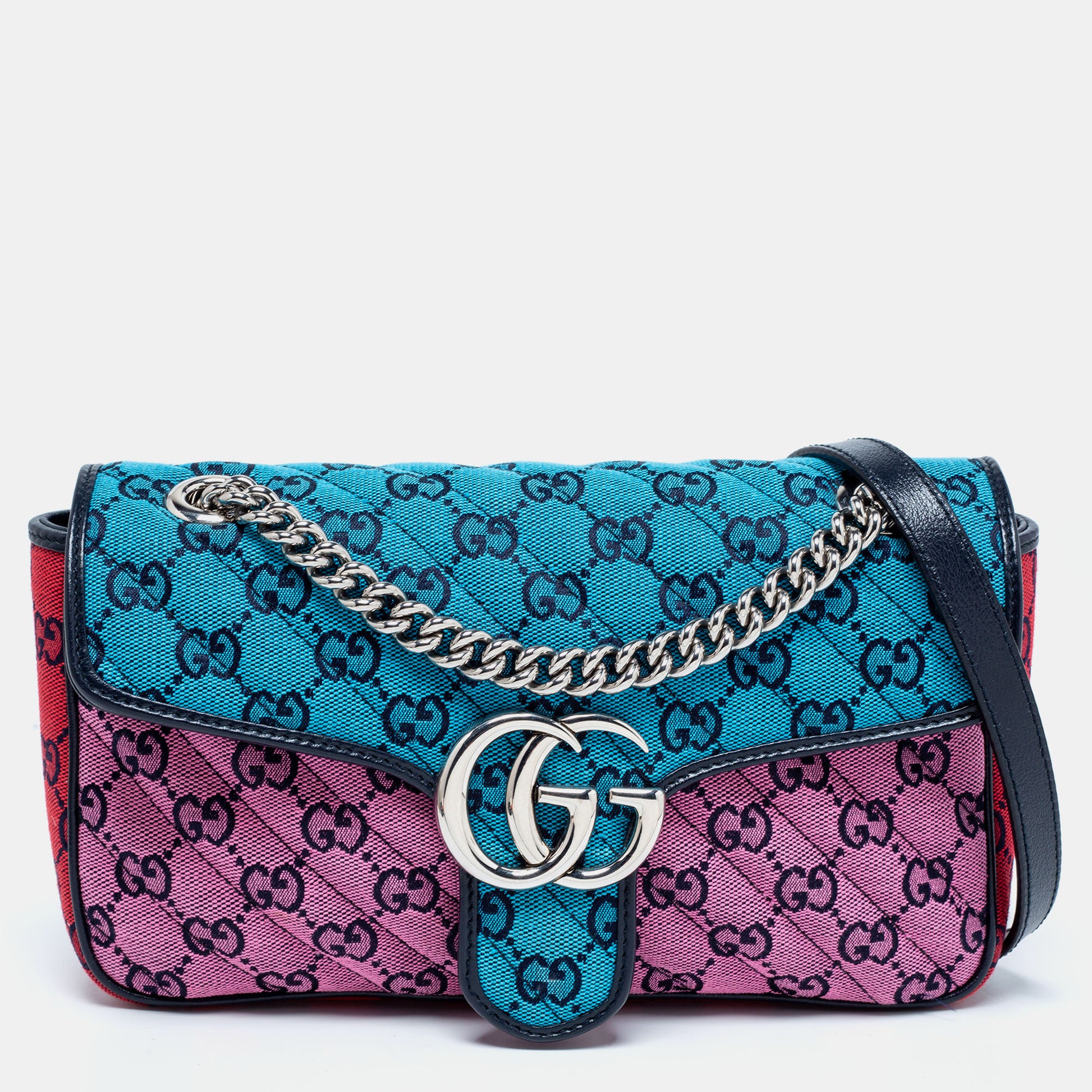 Gg marmont round cloth crossbody bag Gucci Multicolour in Cloth - 24974448