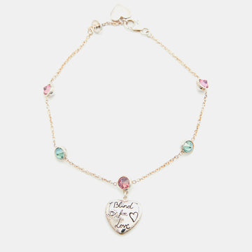 Gucci Blind For Love Crystal Sterling Silver Chain Bracelet