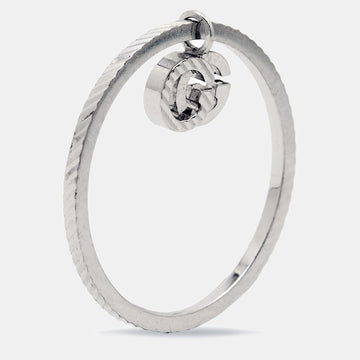 GUCCI GG Running 18k White Gold Charm Ring Size 56