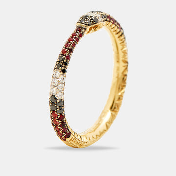 GUCCI Ouroboros Multi Gemstone 18k Yellow Gold Ring Size 52