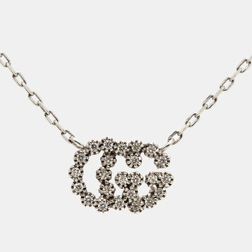 GUCCI GG Running Diamond 18K White Gold Station Necklace