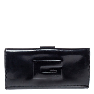 Gucci Black Patent Leather Trifold Wallet