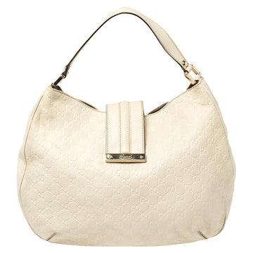 Gucci Ivory Guccissima Leather Medium New Ladies Web Hobo