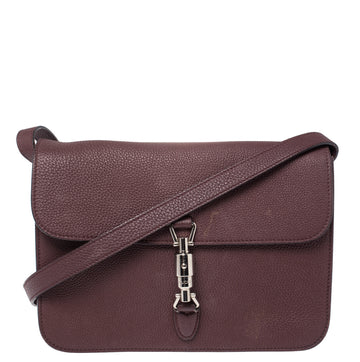 Gucci Maroon Soft Pebbled Leather Jackie Flap Shoulder Bag