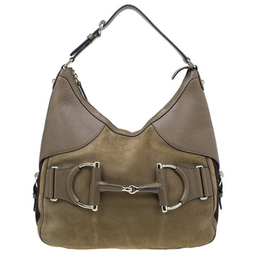 Gucci Brown Leather Medium Web Horsebit Heritage Hobo