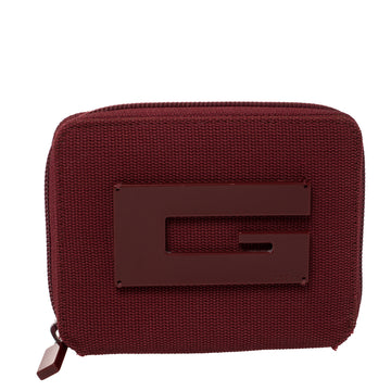 Gucci Red Canvas Logo Zip Around Compact Wallet