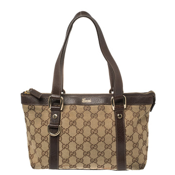 Gucci Beige/Brown GG Canvas and Leather Abbey Tote