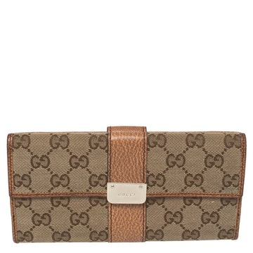 Gucci Beige/Tan GG Canvas and Leather Continental Wallet