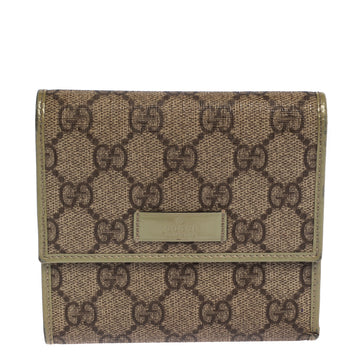 Gucci Beige/Green GG Supreme Canvas and Leather Joy French Wallet