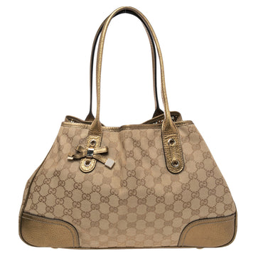 Gucci Gold/Beige GG Canvas and Leather Princy Tote