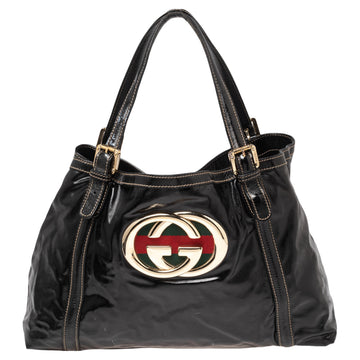 Gucci Black Coated Fabric Dialux Britt Tote