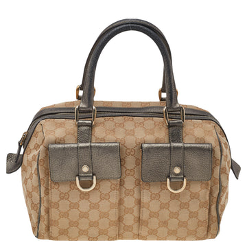 Gucci Beige/Brown GG Canvas And Leather Pocket Satchel