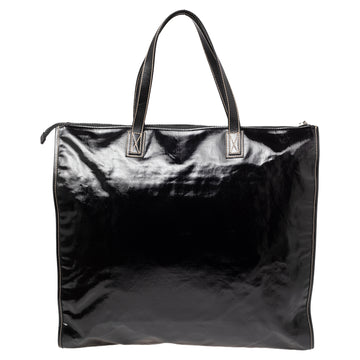 Gucci Black Coated Canvas Crest Embellished Tote