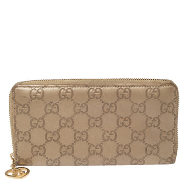 Gucci Metallic Gold Guccissima Leather Zip Around Wallet