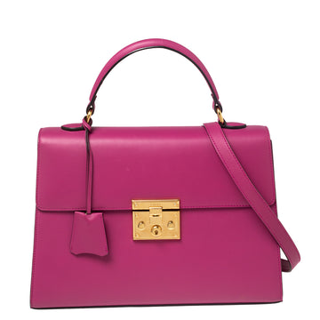 Gucci Pink Leather Medium Padlock Top Handle Bag