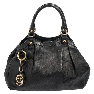 Gucci Black Guccissima Leather Medium Sukey Tote