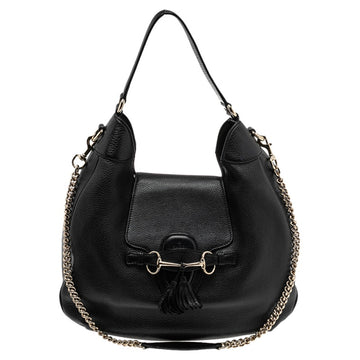 Gucci Black Leather Medium Emily Hobo