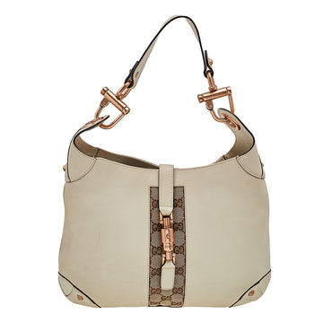 Gucci Beige GG Canvas And Leather Jackie Nailhead Hobo