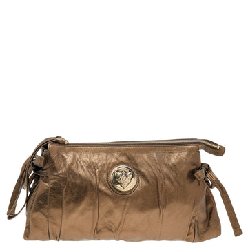 Gucci Metallic Brown Leather Large Hysteria Clutch