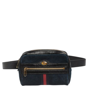 Gucci Black Suede and Patent Leather GG Ophidia Belt Bag