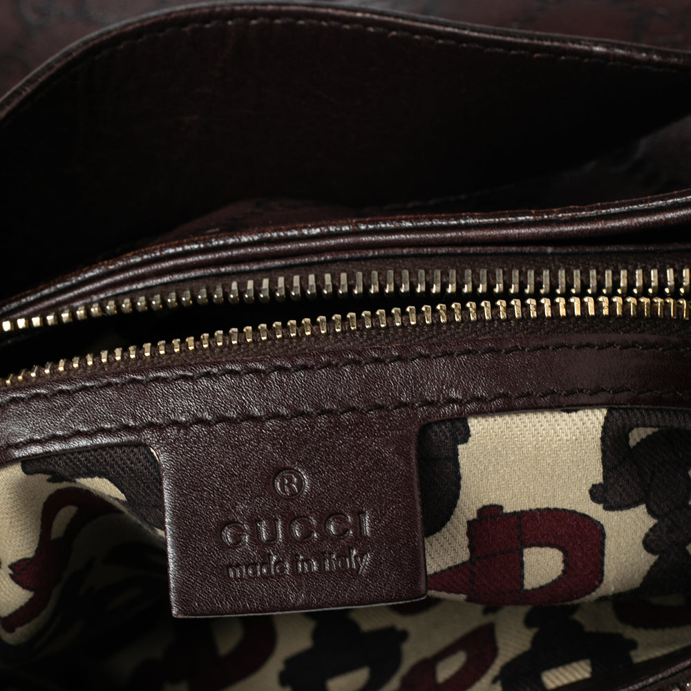 GUCCI Brown Guccissima Leather Horsebit Creole Hobo Bag