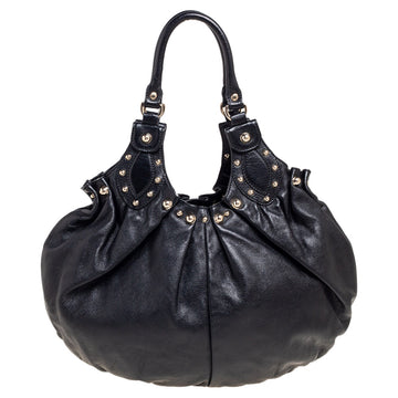 Gucci Black Leather Studded Pelham Hobo