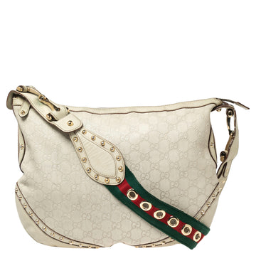 Gucci Off White Guccissima Leather Studded Pelham Hobo