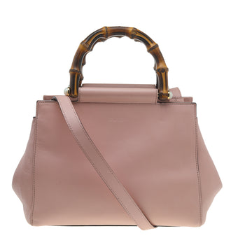 Gucci Light Pink Leather Small Nymphaea Bamboo Tote