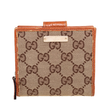 GUCCI Beige GG Canvas Zip Around French Compact Wallet