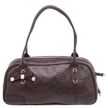 Gucci Dark Brown Guccissima Leather Princy GG Boston Bag