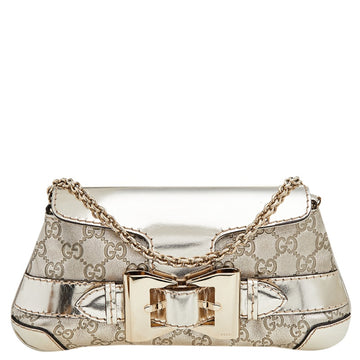 Gucci Metallic Gold Guccissima Leather Queen Bow Chain Clutch