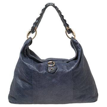 Gucci Blue Leather Sabrina Large Hobo Bag