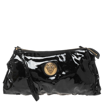 Gucci Black Patent Leather Large Hysteria Clutch