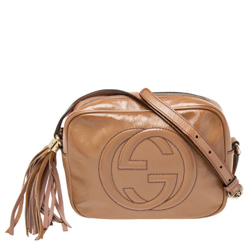 Gucci Beige Patent Leather Small Soho Disco Shoulder Bag