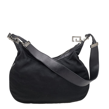 Gucci Black Leather And Fabric Vintage Hobo