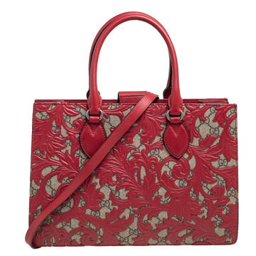 Gucci Red/Beige GG Supreme Canvas Arabesque Tote