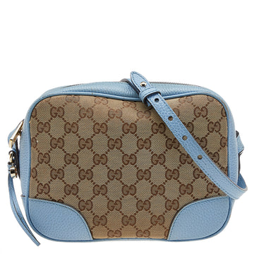 Gucci Blue/Beige Leather And GG Canvas Bree Shoulder Bag