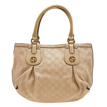 Gucci Beige Guccissima Leather Small Scarlett Interlocking G Tote