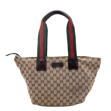 Gucci Beige/Brown GG Canvas And Leather Web Handle Tote