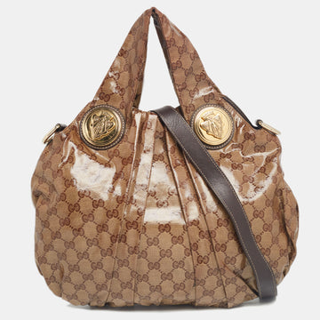 Gucci Beige/Brown GG Crystal Canvas Small Hysteria Hobo