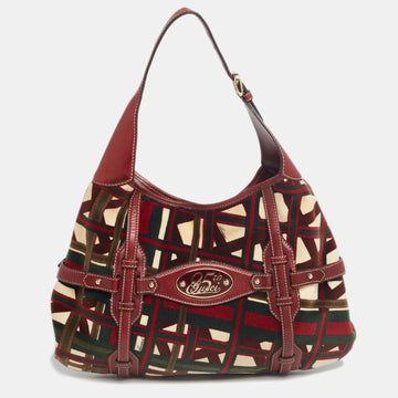 Gucci Multicolor Printed Velvet And Leather 85th Anniversary Bridal Brit Hobo