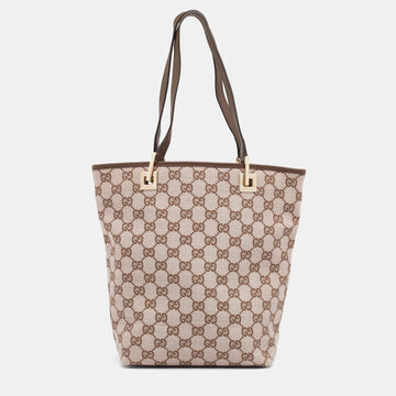 Gucci Light Pink/Brown GG Canvas And Leather Mini Bucket Bag