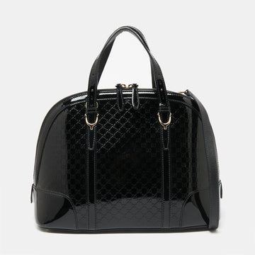 Gucci Black Microguccissima Patent Leather Nice Dome Satchel