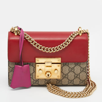 Gucci Multicolor GG Supreme Canvas and Leather Small Padlock Shoulder Bag