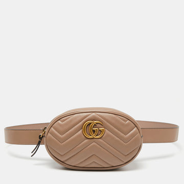 Gucci Beige Matelasse Leather GG Marmont Belt Bag