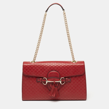 Gucci Burnt Red Microguccissima Leather Medium Emily Shoulder Bag