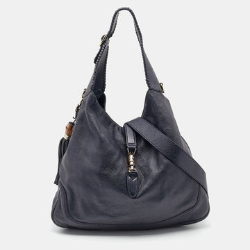 Gucci Dark Navy Blue Leather Large Jackie Hobo
